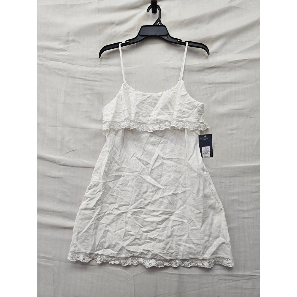 Universal Thread Womens Lace Cami Mini Dress White Linen Blend Casual Size Small